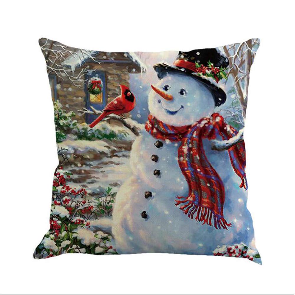 Throw Pillow Cover 18 x 18 Inches Set of 4 - Christmas Series Cushion Cover Case Pillow Custom Zippered Square Pillowcase(Christmas Snowman)
