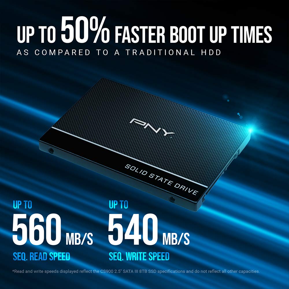 PNY CS900 250GB 3D NAND 2.5" SATA III Internal Solid State Drive (SSD) - (SSD7CS900-250-RB)