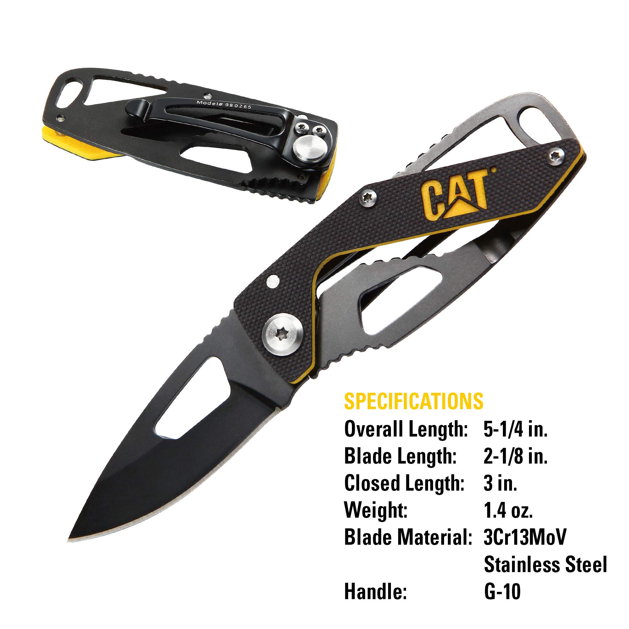Caterpillar - 5-1/4" Cat Folding Pocket Buddy, Hand Tools, Knives/Blades - No Utility, Knives - Folding (980265)