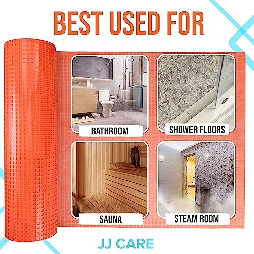 JJ CARE Uncoupling Membrane 1/8 Underlayment [3.3ft x 32.8ft / 108sq ft] - Anti-Fracture Tile Underlayment Roll, Crack Prevention Membrane, Uncoupling Membrane for Under Tile, Bathroom Wall & Floor