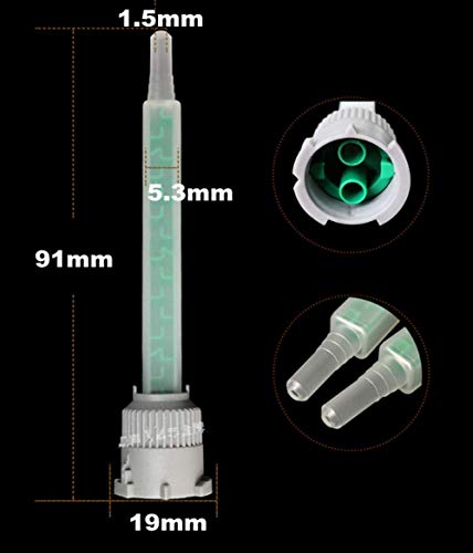 Mixing Nozzles Adhesive Cartridges Tip for 50ml Resin Mixer Adhesive Applicatior 16-Element, 3.6in, 1:1 & 2:1 ratios(20 Pieces)