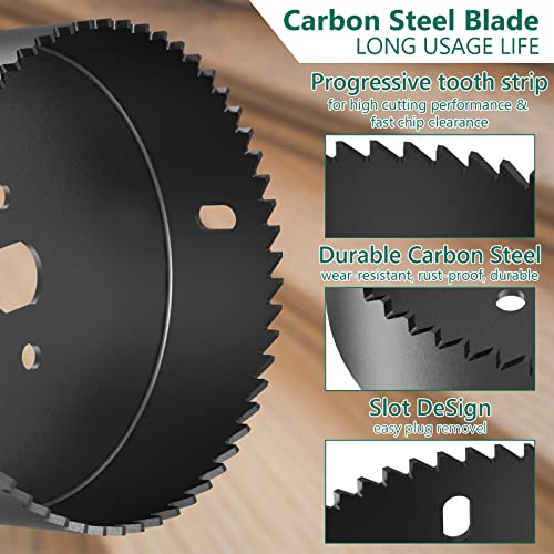 Hole Saw Set HYCHIKA 19 Pcs Hole Saw Kit with 3/4"-6"(19-152mm) 13Pcs Saw Blades, 2 Mandrels, 2 Drill Bits, 1 Installation Plate, 1 Hex Key, Ideal for Soft Wood, Plywood, Drywall, PVC