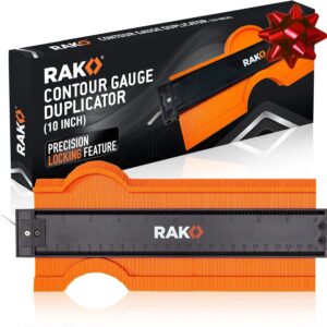 rak contour gauge - christmas gifts for dad - 10 inch edge profile measuring tool with lock - adjustable irregular shape outline of flooring, laying tile, woodwork, construction - stocking stuffers