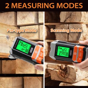 Dr.meter Wood Moisture Meter, 2 in 1 Pin & Pinless Moisture Tester, Digital Dampness Moisture Sensor Detector for Wood Firewood Drywall Paper Floor Woodworking, Water Leak Detector