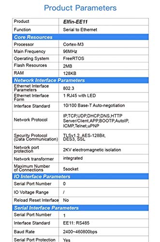 FH HF Serial Port RS485 to Ethernet Device Server Module Support Elfin-EE11 TCP/IP Telnet Modbus TCP Protocol (Single Serial Server)