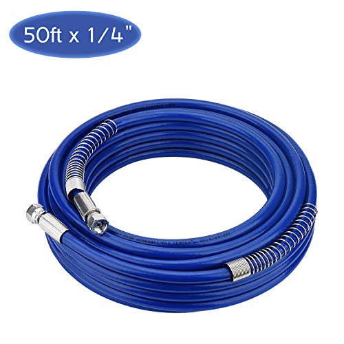 FUNTECK 50ft Upgraded Airless Paint Hose for Graco Sprayers, Reinforced Brass Wire Braid, 4300 PSI