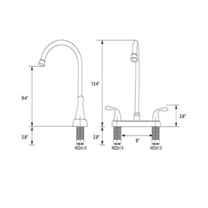 HOTIS HOME Brushed Nickel 3 Hole Kitchen Faucet, 2 Handle 4 Hole Kitchen Faucet, High Arc Swivel Spout Stainless Steel Sink Faucet for Rv Camper