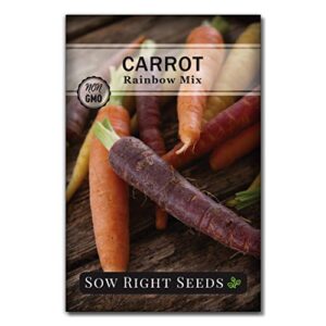 sow right seeds - rainbow mix carrot seed for planting - non-gmo heirloom packet with instructions to plant a home vegetable garden - orange, red, purple, white variety mix for colorful harvest (1)