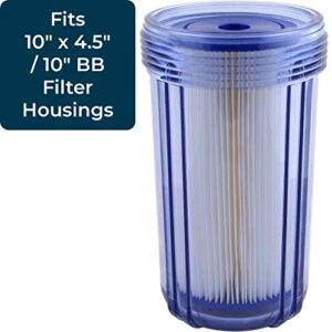 SpiroPure SP-EC5-BB 10x4.5 5 Micron Pleated Cellulose Sediment Water Filter Cartridge ECP5-BB 255490-43 CP5-BBS (Case of 8)