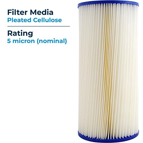 SpiroPure SP-EC5-BB 10x4.5 5 Micron Pleated Cellulose Sediment Water Filter Cartridge ECP5-BB 255490-43 CP5-BBS (Case of 8)