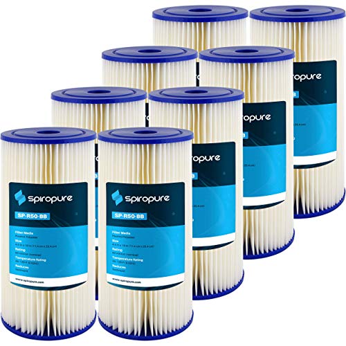 SpiroPure SP-R50-BB 10x4.5 50 Micron Pleated Polyester Sediment Water Filter Cartridge SPC-45-1050 R50-BB 155053-43 R50-BBSA (Case of 8)