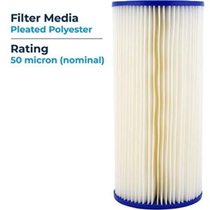 SpiroPure SP-R50-BB 10x4.5 50 Micron Pleated Polyester Sediment Water Filter Cartridge SPC-45-1050 R50-BB 155053-43 R50-BBSA (Case of 8)