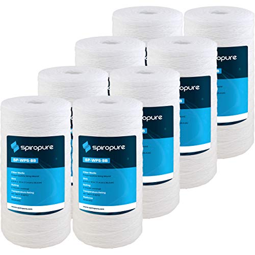 SpiroPure SP-WP5-BB 10x4.5 5 Micron String-Wound Polypropylene Water Filter Cartridge SWC-45-1005 WP5BB97P 355214-43 CW5-BBS (Case of 8)