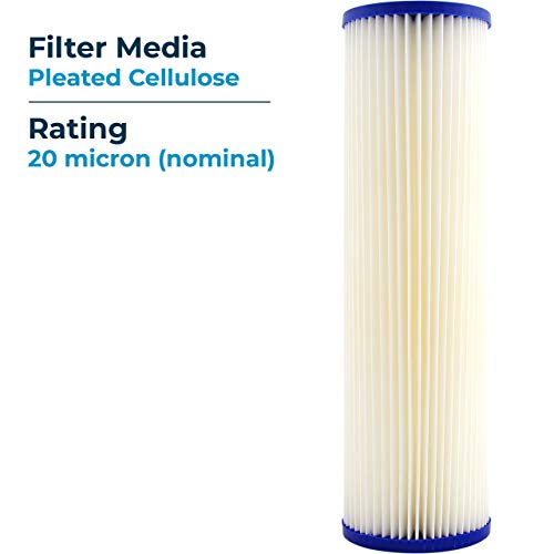 SpiroPure SP-S1 10x2.5 20 Micron Pleated Cellulose Sediment Water Filter Cartridge S1 155001-43 S1A (Case of 24)