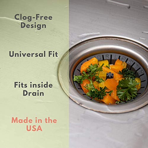 Dripsie Sink Strainer - Clog-Resistant and Flexible - Universal Kitchen Sink Drain Strainer - Made in The USA (2-Pack Gray)