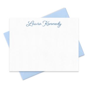 personalized stationery note cards and envelopes set for women customized with name in script font, choose ink & envelope colors | fairmont & grove paper co.