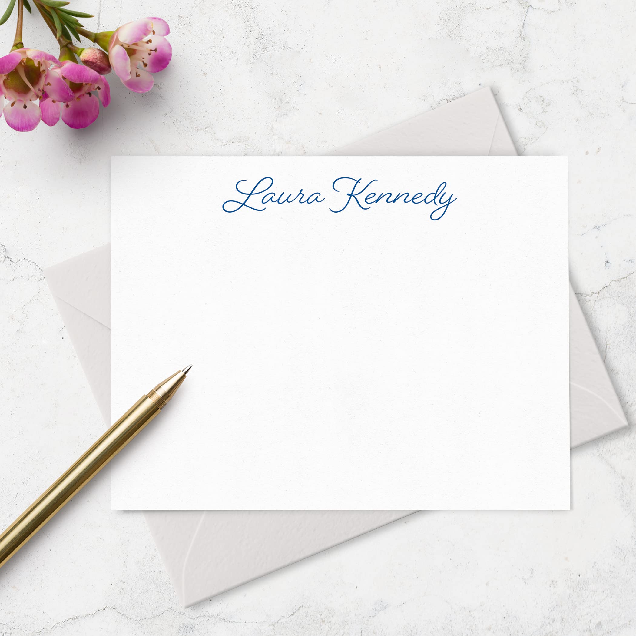 Personalized Stationery Note Cards and Envelopes Set for Women Customized with Name in Script Font, Choose Ink & Envelope Colors | Fairmont & Grove Paper Co.