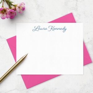 Personalized Stationery Note Cards and Envelopes Set for Women Customized with Name in Script Font, Choose Ink & Envelope Colors | Fairmont & Grove Paper Co.