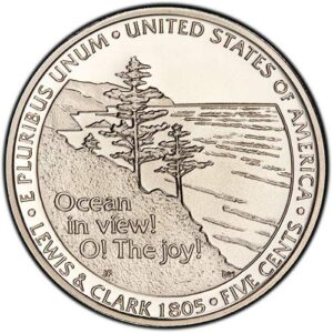 2005 p & d satin finish ocean view jefferson nickel choice uncirculated us mint 2 coin set