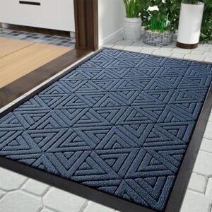 yimobra door mat outdoor entrance, heavy duty durable front welcome matt for outside home entry, doormat for back patio floor porch garage office, low profile, easy clean, waterproof, 29.5 x 17, blue