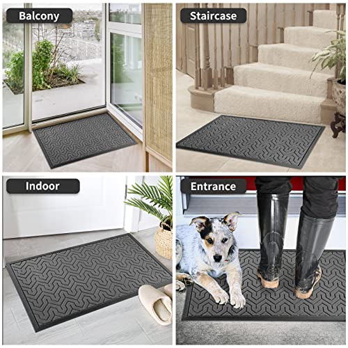 Yimobra Door Mat, All-Season Outdoor Indoor Durable Doormat for Home Entrance Floor, Heavy Duty Non Slip Front Door Mats Outdoor, Easy to Clean, Garage and Garden, 29.5 x 17 Inch, Grey