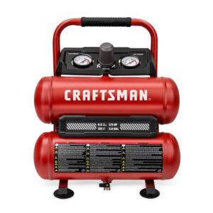 craftsman air compressor portable air tool twin tank 2gallon, 1/3 hp oil-free max 125 psi pressure, model: cmxecxa0220242, red