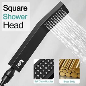 SR SUN RISE 12 Inch Slide Bar Shower Faucet Luxury High Pressure Shower Heads and Handheld Spray Combo Set Wall Mounted Shower System Included Valve and Trim Kit, Matte Black