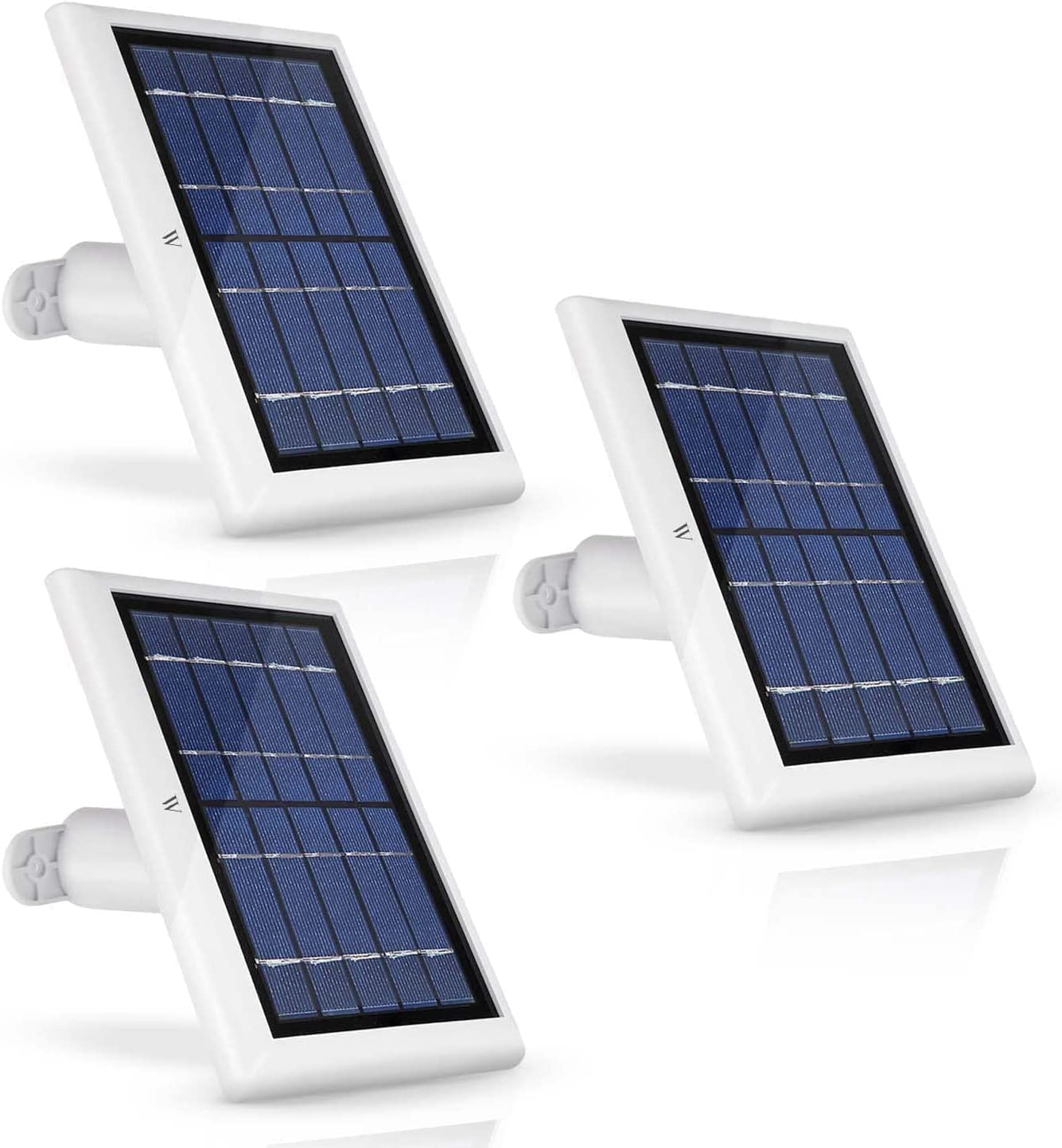 Wasserstein Solar Panel Compatible with Ring Spotlight Cam Plus/Pro/Battery, and Ring Stick Up Cam Battery - Includes Barrel Plug with USB C Adapter - 2W 5V Charging (3 Pack, White)