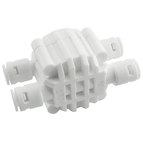 DGZZI 1/4 Inch Push-Fit 4-Way Automatic Shut-Off Valve with Quick-Connect Fittings for RO Reverse Osmosis