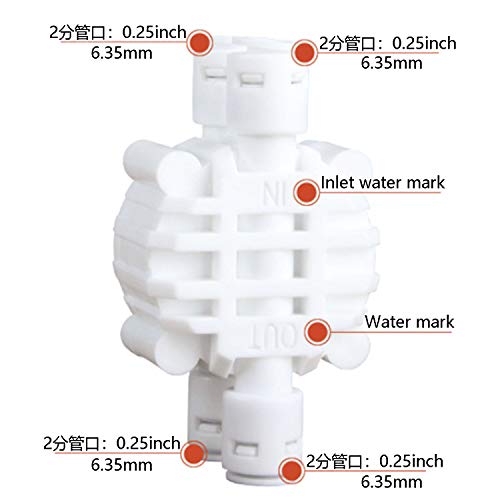 DGZZI 1/4 Inch Push-Fit 4-Way Automatic Shut-Off Valve with Quick-Connect Fittings for RO Reverse Osmosis