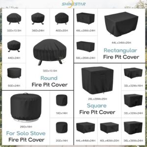 SHINESTAR Durable Square Fire Pit Cover, Fits for 28-32 Inch Fire Pit Table, Waterproof and Windproof, 32 x 32 x 24 Inches, Black