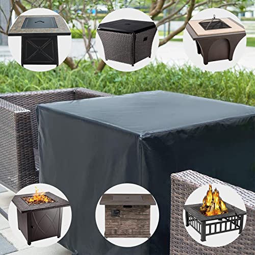 SHINESTAR Durable Square Fire Pit Cover, Fits for 28-32 Inch Fire Pit Table, Waterproof and Windproof, 32 x 32 x 24 Inches, Black