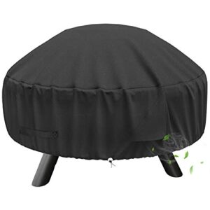 shinestar durable round fire pit cover for 22-32 inch fire pit - waterproof and windproof, with straps and built-in vents, 32 dia x 13.5 h, black
