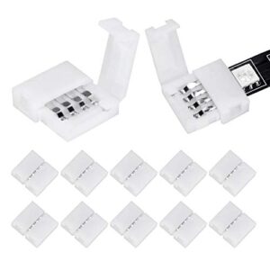 wenhsin 10packs 4-pin rgb led light strip connectors 10mm unwired gapless solderless adapter terminal extension for smd 5050 multicolor strip