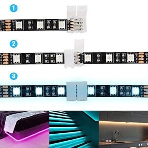 WENHSIN 10Packs 4-Pin RGB LED Light Strip Connectors 10mm Unwired Gapless Solderless Adapter Terminal Extension for SMD 5050 Multicolor Strip