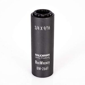 impact rated 2-in-1 black oxidized spring-loaded socket, 12 point, deep socket - multi function 3/4" and 9/16" lineman socket