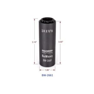 Impact Rated 2-in-1 Black Oxidized Spring-Loaded Socket, 12 Point, Deep Socket - Multi Function 3/4" and 9/16" Lineman Socket