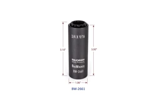 Impact Rated 2-in-1 Black Oxidized Spring-Loaded Socket, 12 Point, Deep Socket - Multi Function 3/4" and 9/16" Lineman Socket