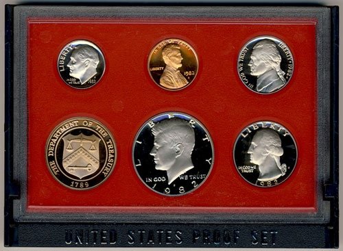 1982 S Clad Proof 5 Coin Set in Original Government Packaging Proof