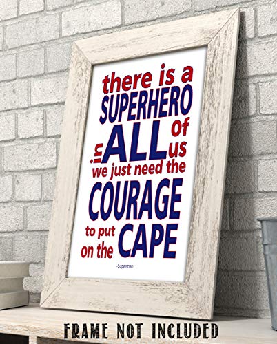 Superhero In All of Us - Inspirational Quotes Wall Decor, Modern Typographic Wall art Print With Superman Inspirational Quotes Is For Home, Office, School, & Gym Wall Décor. Unframed - 8 x 10"