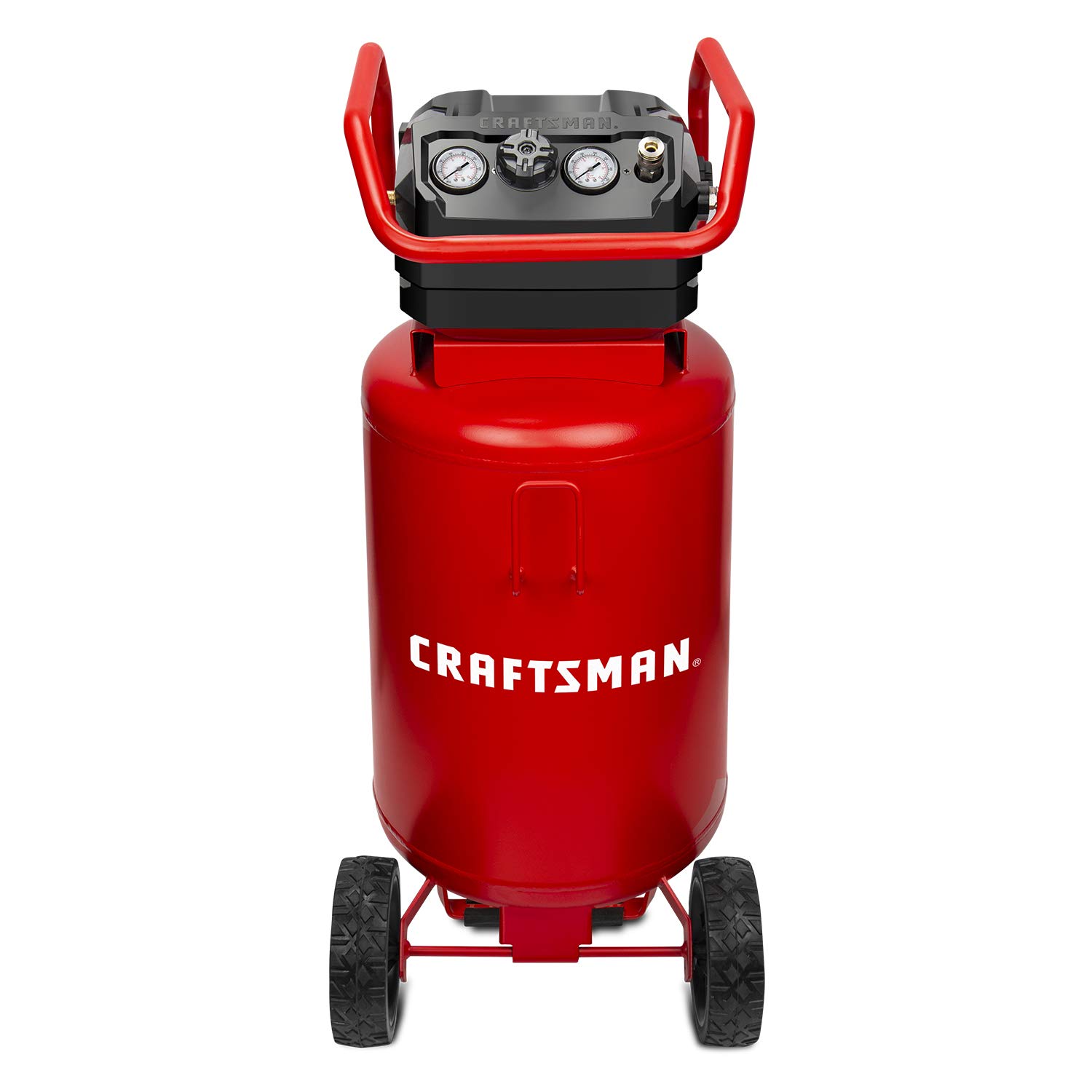 Craftsman Air Compressor, 20 Gallon Oil-Free 1.8 HP Max 175 PSI Pressure Two Quick Couplers Big Capacity, Red- CMXECXA0232043