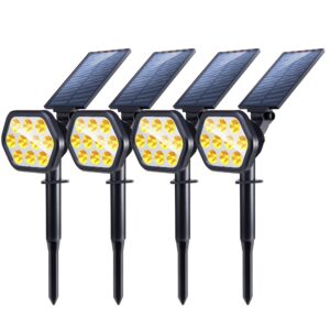 nekteck solar lights outdoor,10 led landscape spotlights powered wall lights 2-in-1 wireless adjustable security decoration lighting for yard garden walkway porch pool driveway (4pack, warm white)