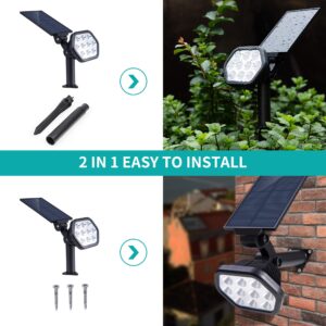 Nekteck Solar Lights Outdoor,10 LED Landscape Spotlights Powered Wall Lights 2-in-1 Wireless Adjustable Security Decoration Lighting for Yard Garden Walkway Porch Pool Driveway (4Pack, Warm White)