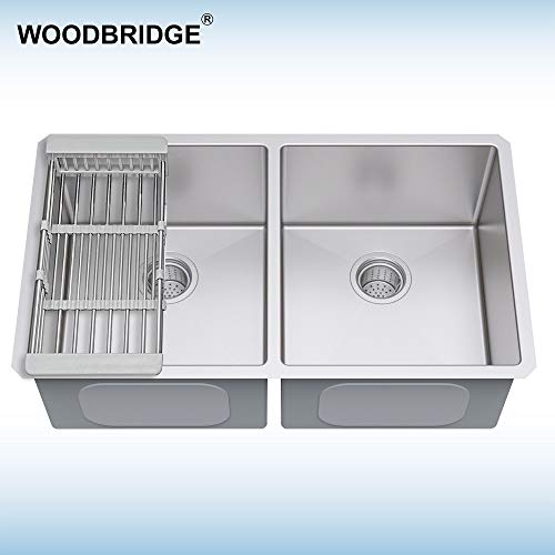Woodbridge Kitchen Sink, 50/50 Double Bowl,33 Inch, 2 Holes,Stainless Steel MKA3319DM
