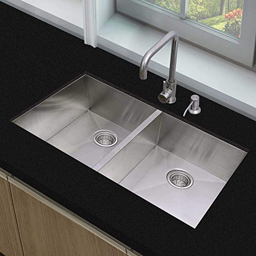 Woodbridge Kitchen Sink, 50/50 Double Bowl,33 Inch, 2 Holes,Stainless Steel MKA3319DM