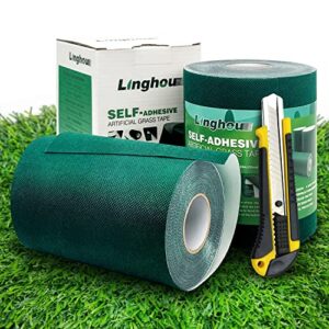 artificial turf tape, self adhesive artificial grass seaming tape, synthetic fake grass tape, seam tape for lawn, indoor outdoor carpet jointing, connecting garden pet rug, turf mat, green,6" x 16'