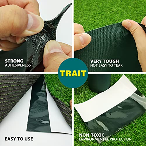 Artificial Turf Tape, Self Adhesive Artificial Grass Seaming Tape, Synthetic Fake Grass Tape, Seam Tape for Lawn, Indoor Outdoor Carpet Jointing, Connecting Garden Pet Rug, Turf Mat, Green,6" X 16'