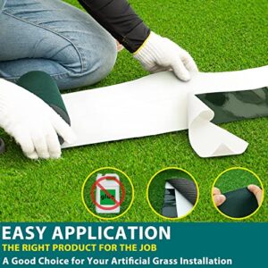 Artificial Turf Tape, Self Adhesive Artificial Grass Seaming Tape, Synthetic Fake Grass Tape, Seam Tape for Lawn, Indoor Outdoor Carpet Jointing, Connecting Garden Pet Rug, Turf Mat, Green,6" X 16'