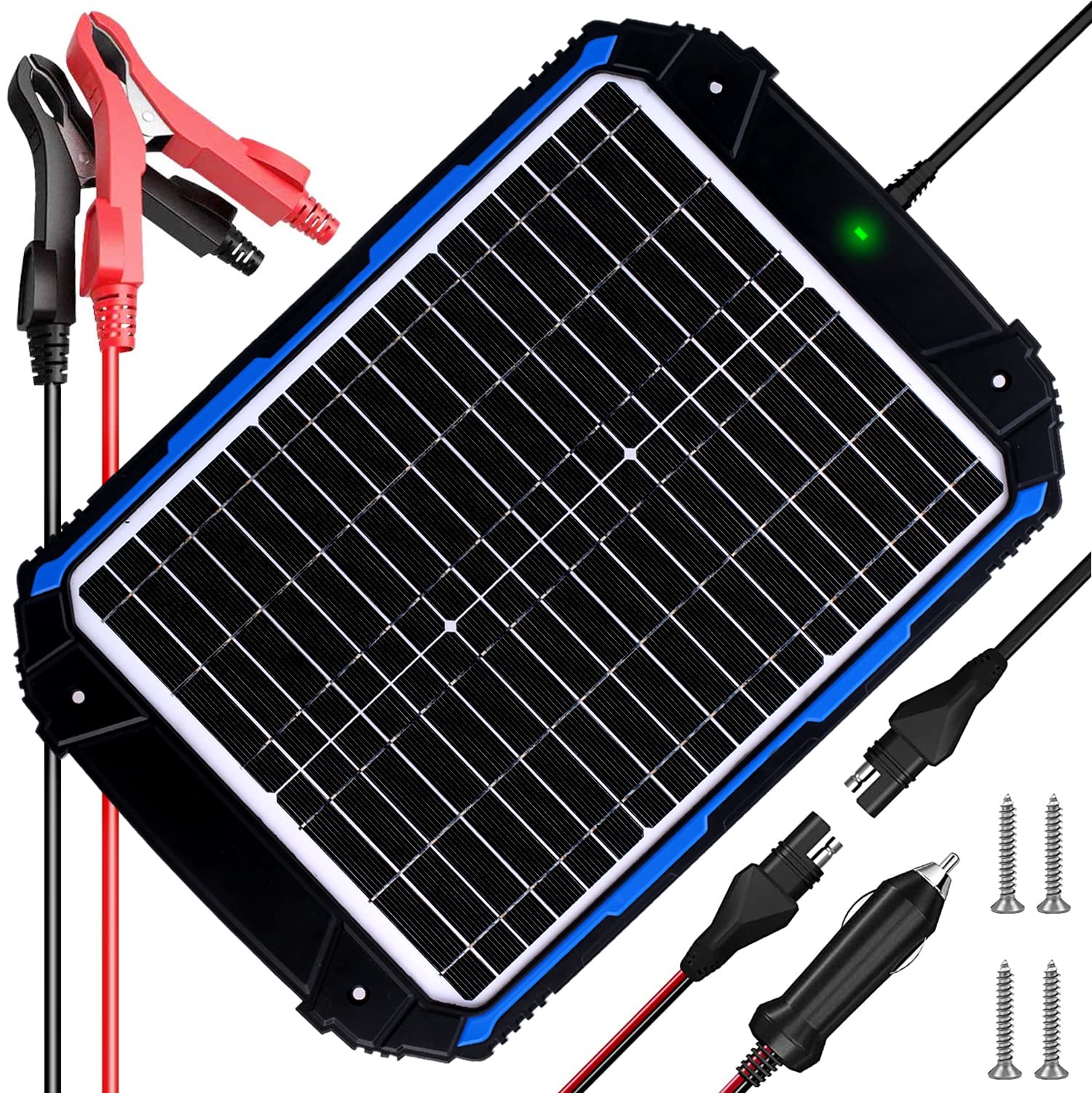 20W 12V Solar Car Battery Charger & Maintainer, Waterproof Solar Trickle Charger, Built-in Intelligent MPPT Controller, Portable Solar Panel Kit for Deep Cycle Marine RV Trailer Boat