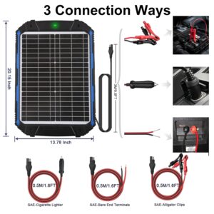 20W 12V Solar Car Battery Charger & Maintainer, Waterproof Solar Trickle Charger, Built-in Intelligent MPPT Controller, Portable Solar Panel Kit for Deep Cycle Marine RV Trailer Boat